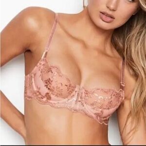 Dream Angels push up without padding, pink and rose gold with lace